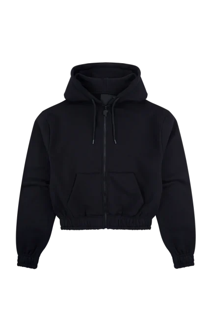 WOMEN’S HOODED ZIP THRU – BLACK