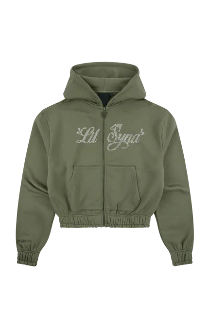 WOMEN’S LIL SYNA RHINESTONE HOOD – KHAKI