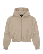 WOMEN’S HOODED ZIP THRU – BROWN