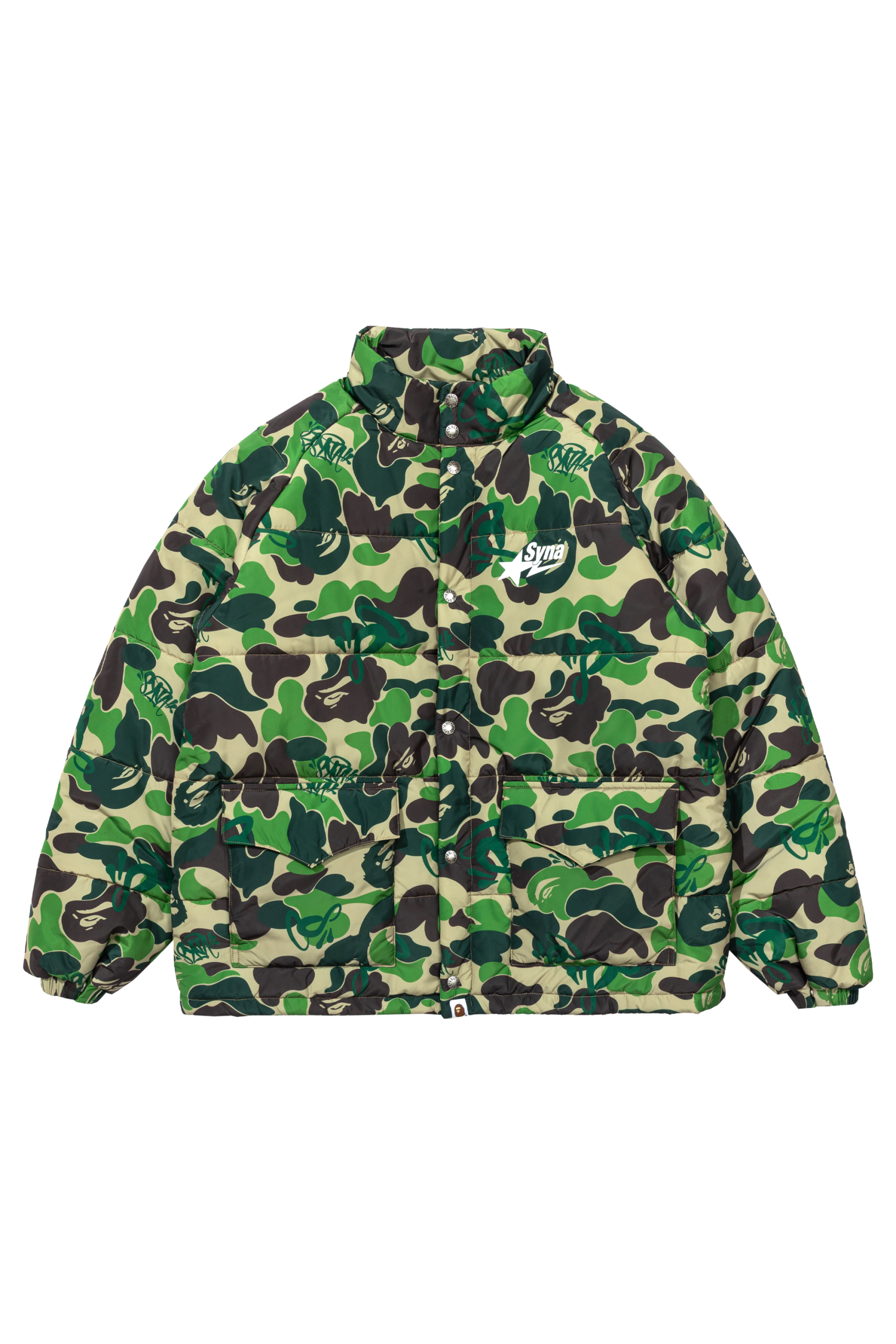 BAPE x SPOTIFY by CENTRAL CEE CAMO PUFFER JACKET - GREEN BAPE x SPOTIFY by CENTRAL CEE CAMO PUFFER JACKET - GREEN
