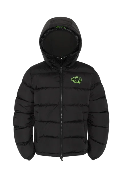 SYNA DOUBLE PUFFER JACKET BLACK / NEON GREEN