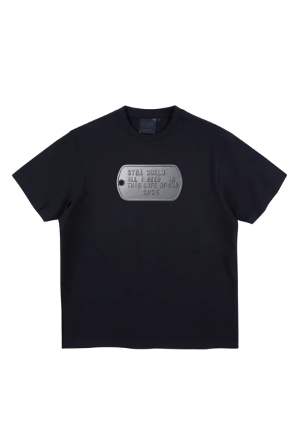 LIFE OF SYN DOG TAG PRINTED TEE – BLACK/SILVER
