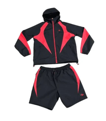 VORTEX WOVEN SHORT TRACKSUIT – BLACK/RED