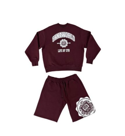 VARSITY CREW SHORT SET – BURGUNDY